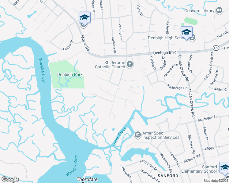 map of restaurants, bars, coffee shops, grocery stores, and more near 62 Garrow Road in Newport News