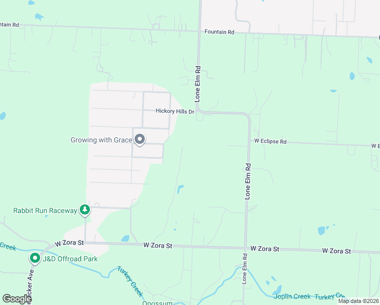 map of restaurants, bars, coffee shops, grocery stores, and more near 3231 North Thicket Road in Joplin