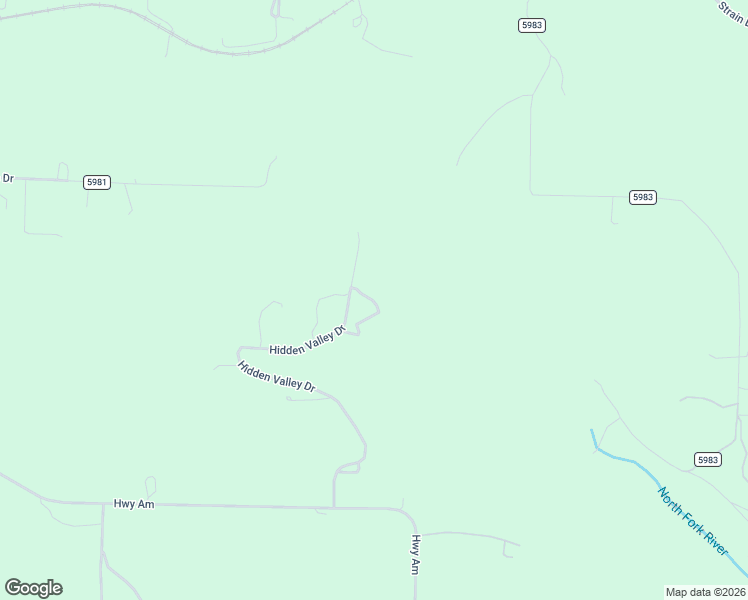 map of restaurants, bars, coffee shops, grocery stores, and more near Hidden Valley Drive in Mountain Grove