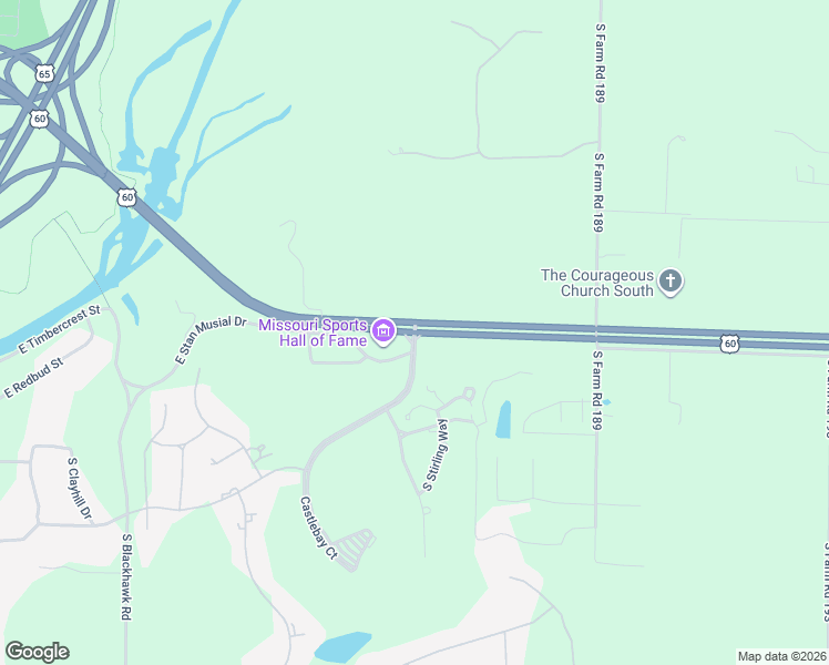 map of restaurants, bars, coffee shops, grocery stores, and more near Highway 60 in Springfield