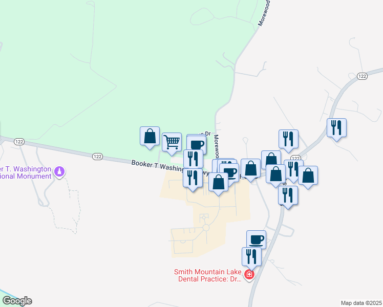 map of restaurants, bars, coffee shops, grocery stores, and more near 40 Village Springs Drive in Hardy