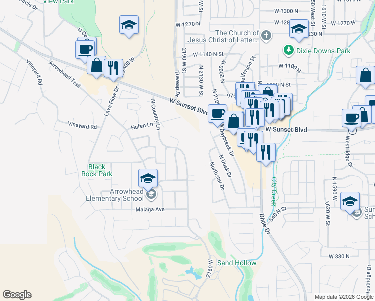 map of restaurants, bars, coffee shops, grocery stores, and more near 724 Country Lane in Santa Clara
