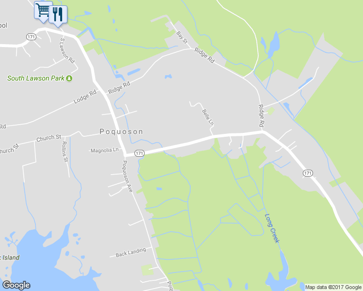 map of restaurants, bars, coffee shops, grocery stores, and more near 59 Messick Road in Poquoson