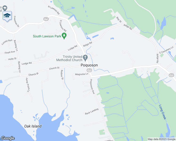 map of restaurants, bars, coffee shops, grocery stores, and more near 1308 Poquoson Avenue in Poquoson