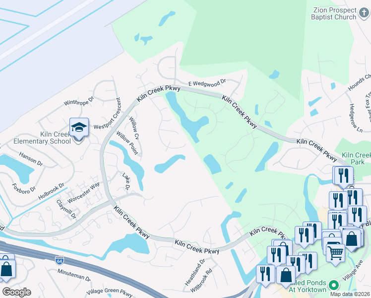 map of restaurants, bars, coffee shops, grocery stores, and more near 963 Edgewater Drive in Newport News