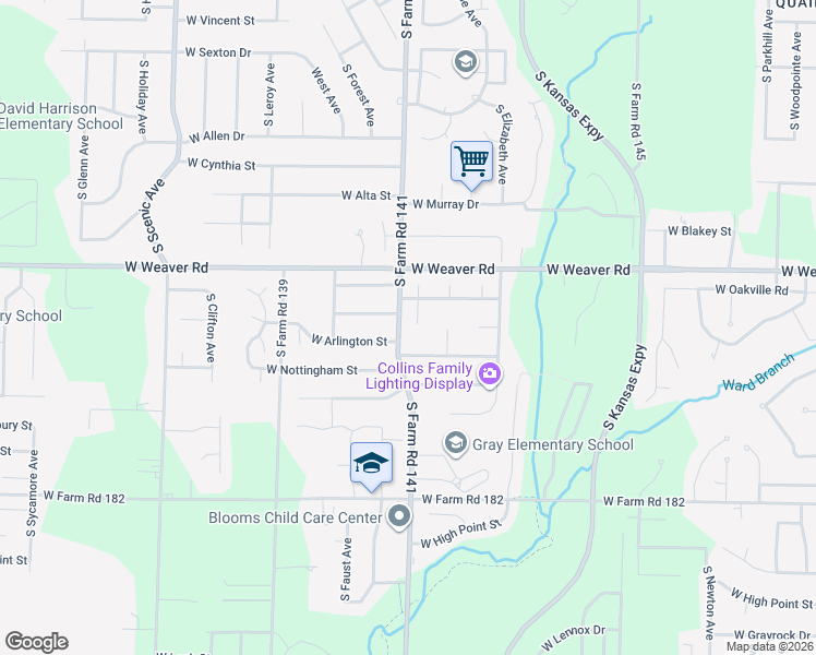 map of restaurants, bars, coffee shops, grocery stores, and more near 5107 South Wanda Gray Avenue in Springfield