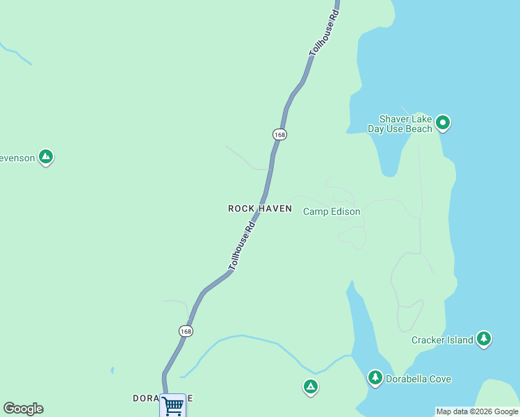 map of restaurants, bars, coffee shops, grocery stores, and more near 42698 Tollhouse Road in Shaver Lake