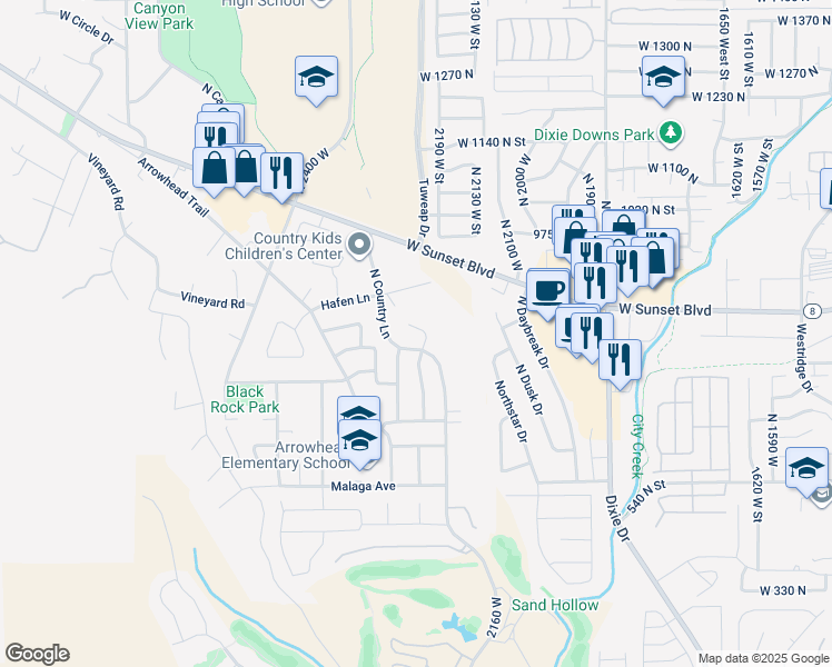 map of restaurants, bars, coffee shops, grocery stores, and more near 765 Country Place Court in Santa Clara