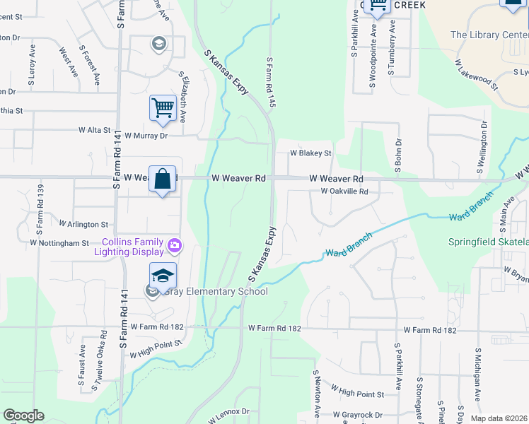 map of restaurants, bars, coffee shops, grocery stores, and more near 5093 South Nettleton Avenue in Springfield