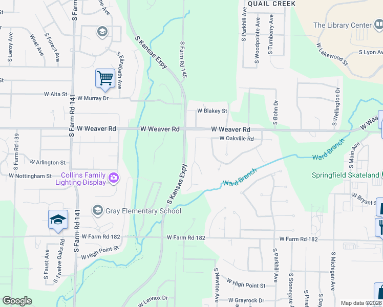 map of restaurants, bars, coffee shops, grocery stores, and more near 5093 South Nettleton Avenue in Springfield