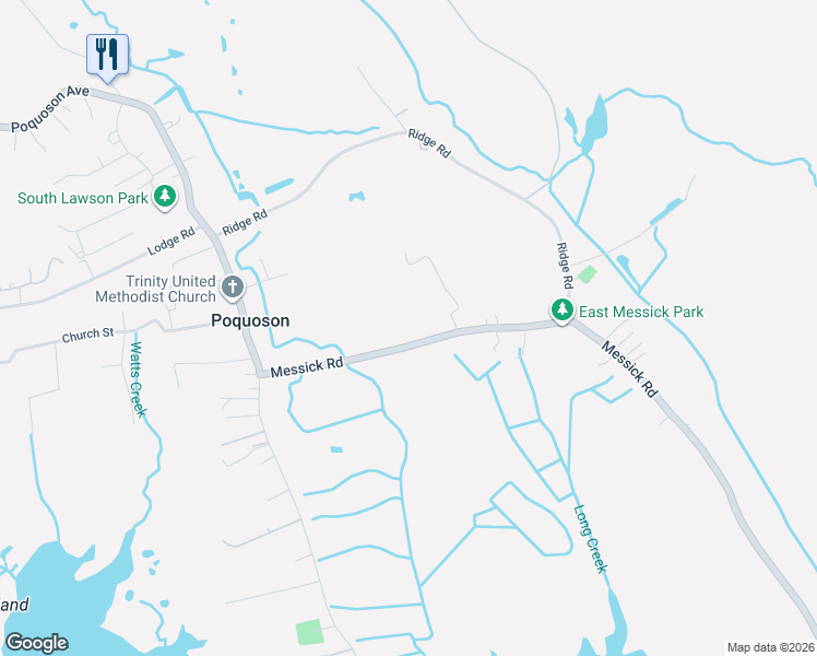 map of restaurants, bars, coffee shops, grocery stores, and more near 69 Messick Road in Poquoson