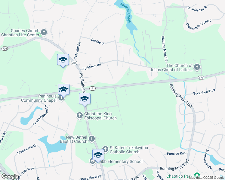 map of restaurants, bars, coffee shops, grocery stores, and more near 100 Stellar Circle in Yorktown