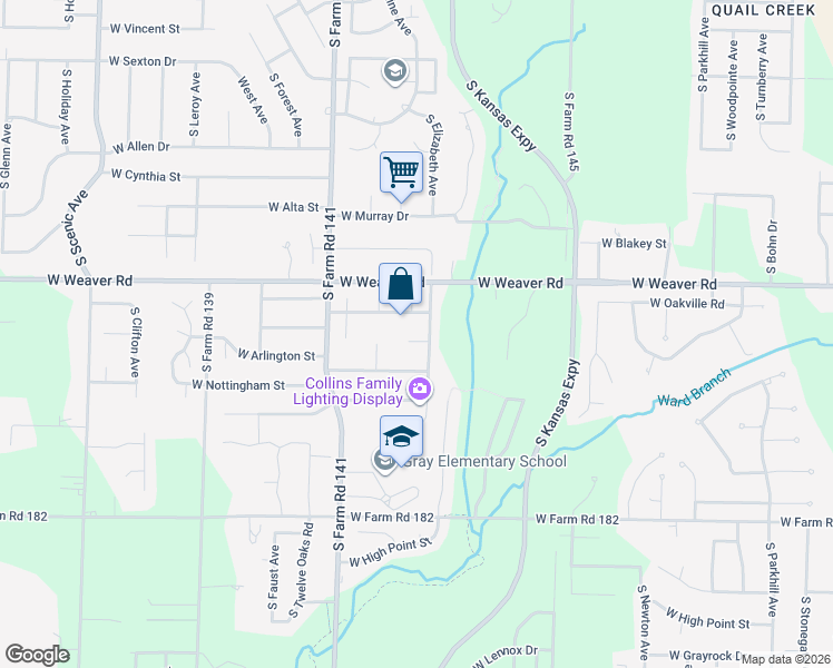 map of restaurants, bars, coffee shops, grocery stores, and more near 1967 West Inglewood Street in Springfield
