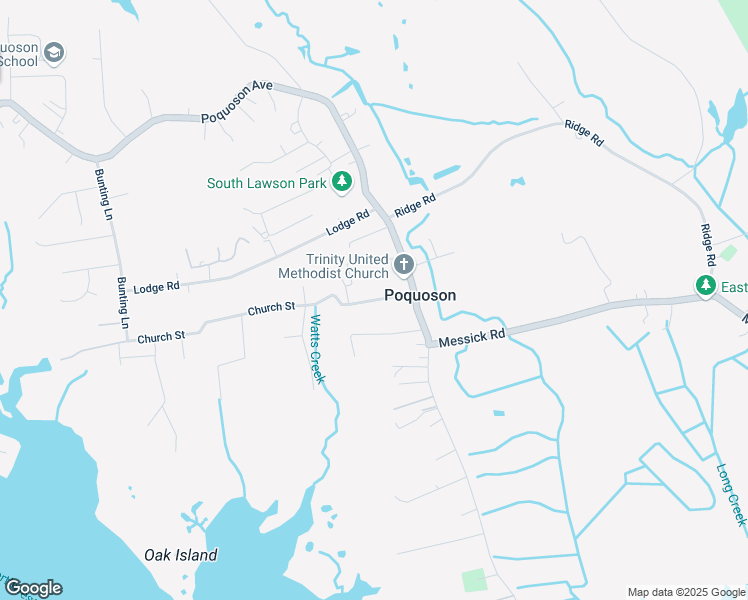 map of restaurants, bars, coffee shops, grocery stores, and more near 20 Church Street in Poquoson