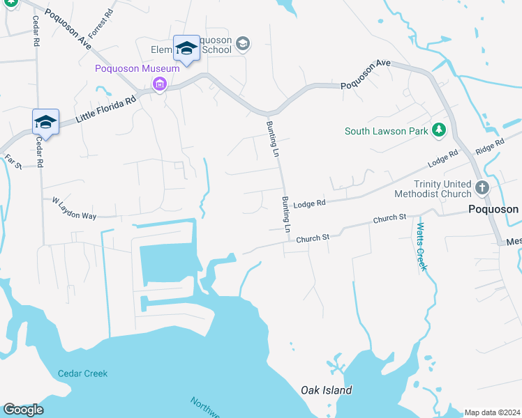 map of restaurants, bars, coffee shops, grocery stores, and more near 6 Channelwalk Drive in Poquoson