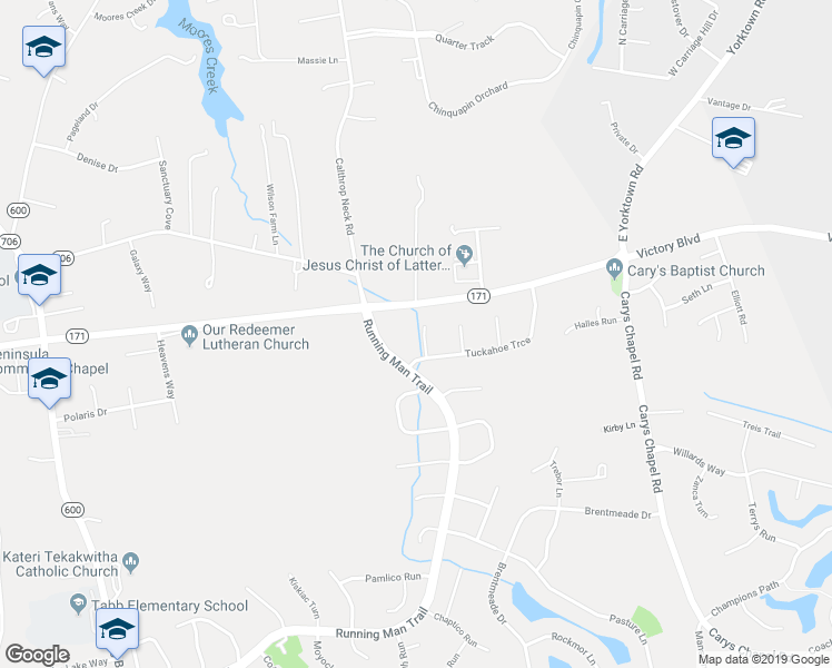 map of restaurants, bars, coffee shops, grocery stores, and more near 105 Onancock Turning in Yorktown