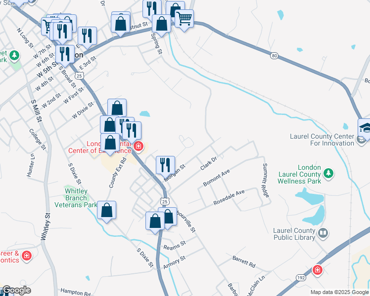 map of restaurants, bars, coffee shops, grocery stores, and more near 120 Balsinger Street in London