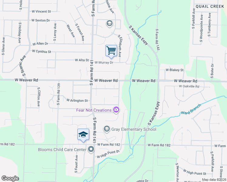 map of restaurants, bars, coffee shops, grocery stores, and more near 1967 West Inglewood Street in Springfield