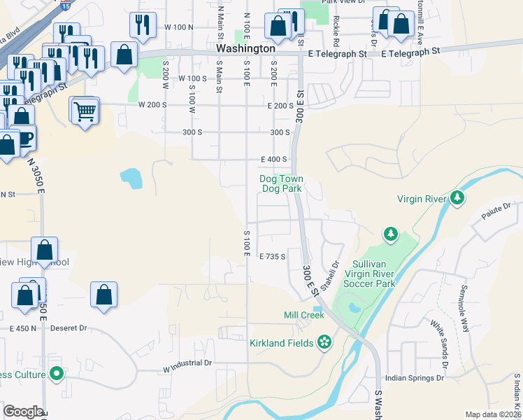 map of restaurants, bars, coffee shops, grocery stores, and more near 156 East Holly Way in Washington