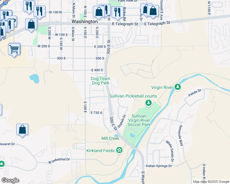 map of restaurants, bars, coffee shops, grocery stores, and more near 551 Terrace Circle in Washington