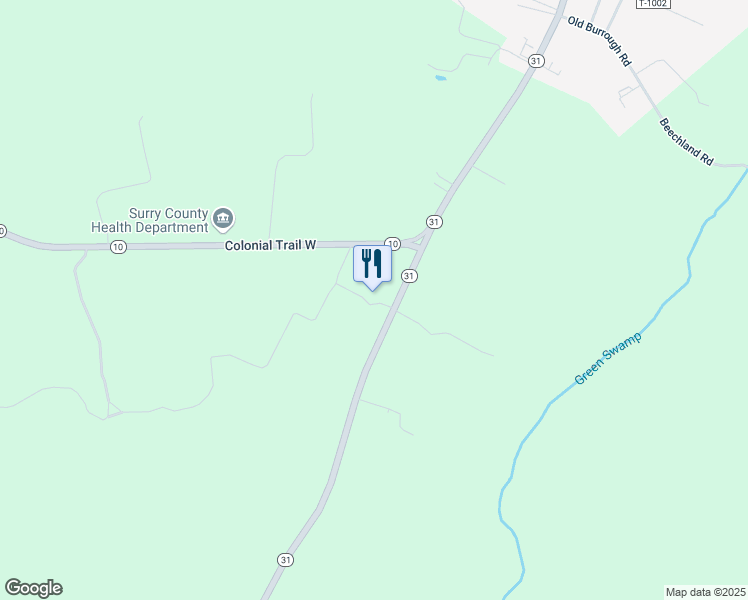 map of restaurants, bars, coffee shops, grocery stores, and more near 10799 Rolfe Highway in Surry