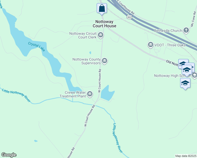 map of restaurants, bars, coffee shops, grocery stores, and more near 188 West Courthouse Road in Crewe