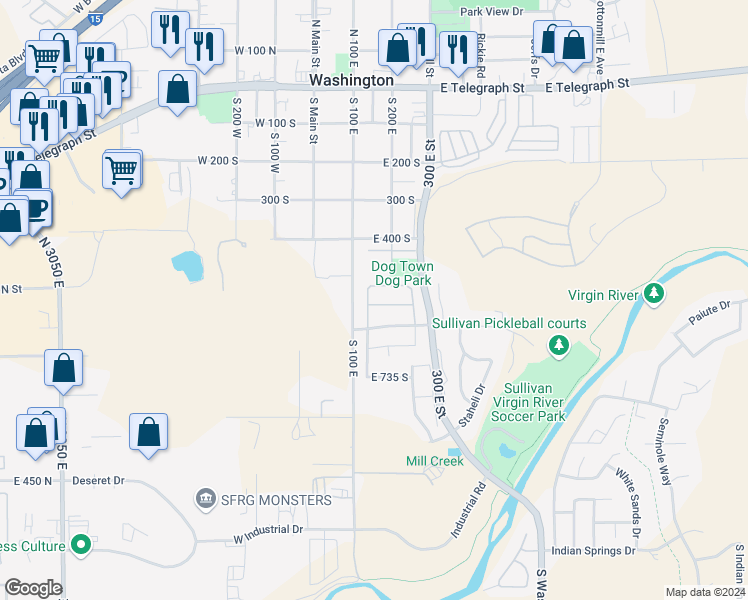 map of restaurants, bars, coffee shops, grocery stores, and more near 155 East Holly Way in Washington