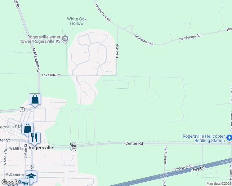 map of restaurants, bars, coffee shops, grocery stores, and more near 598 Lakeside Road in Rogersville