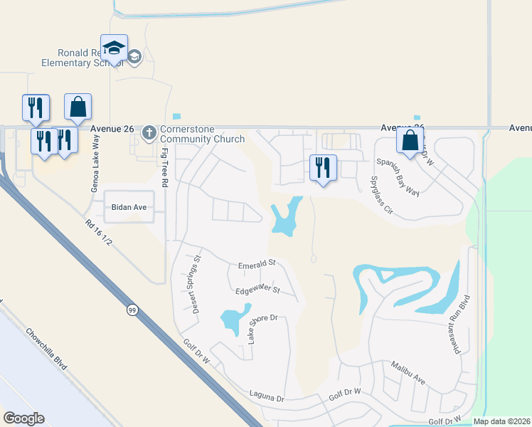 map of restaurants, bars, coffee shops, grocery stores, and more near 4140 Bella Vista Street in Chowchilla