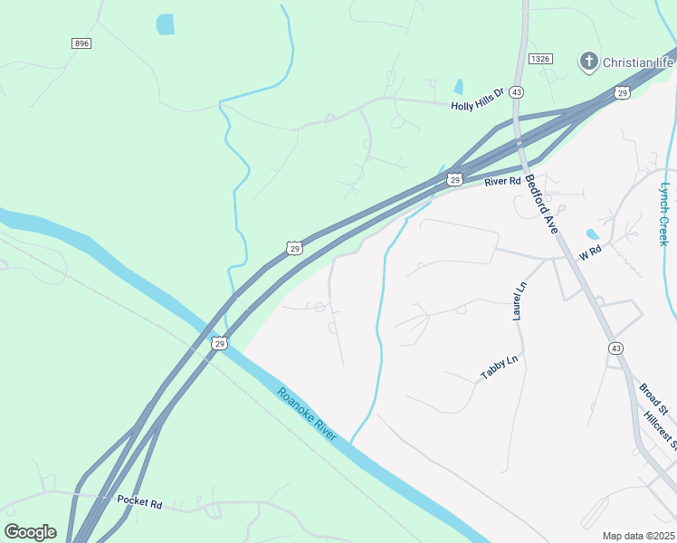 map of restaurants, bars, coffee shops, grocery stores, and more near 105 River Road in Altavista
