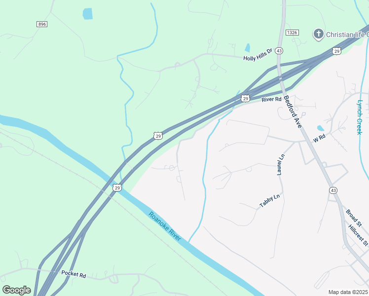 map of restaurants, bars, coffee shops, grocery stores, and more near 105 River Road in Altavista