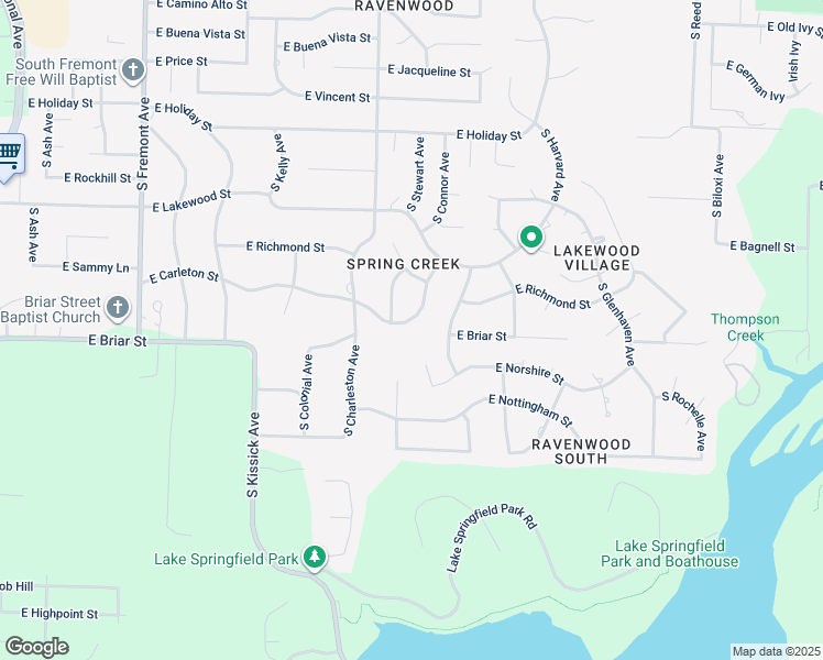 map of restaurants, bars, coffee shops, grocery stores, and more near 4944 South Connor Avenue in Springfield