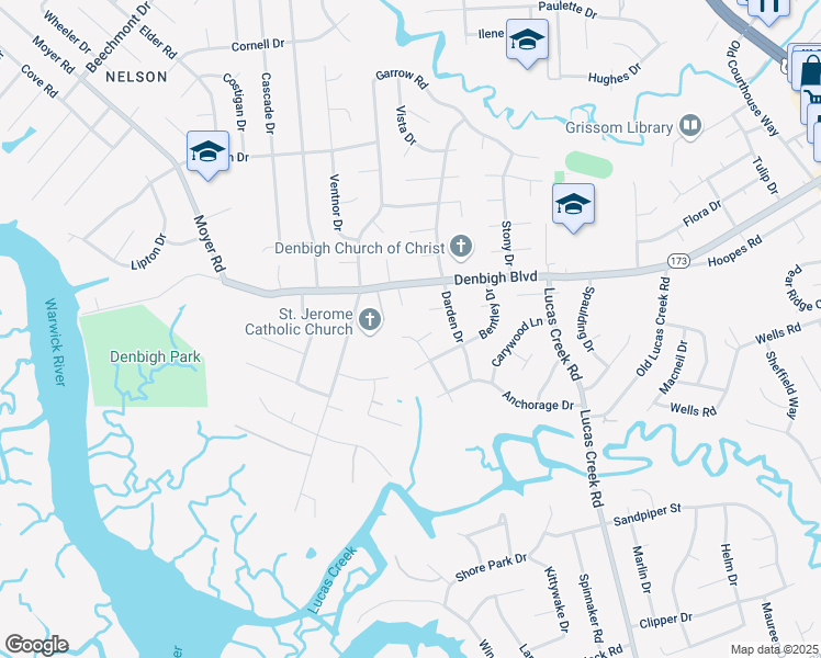 map of restaurants, bars, coffee shops, grocery stores, and more near 788 Childress Drive in Newport News