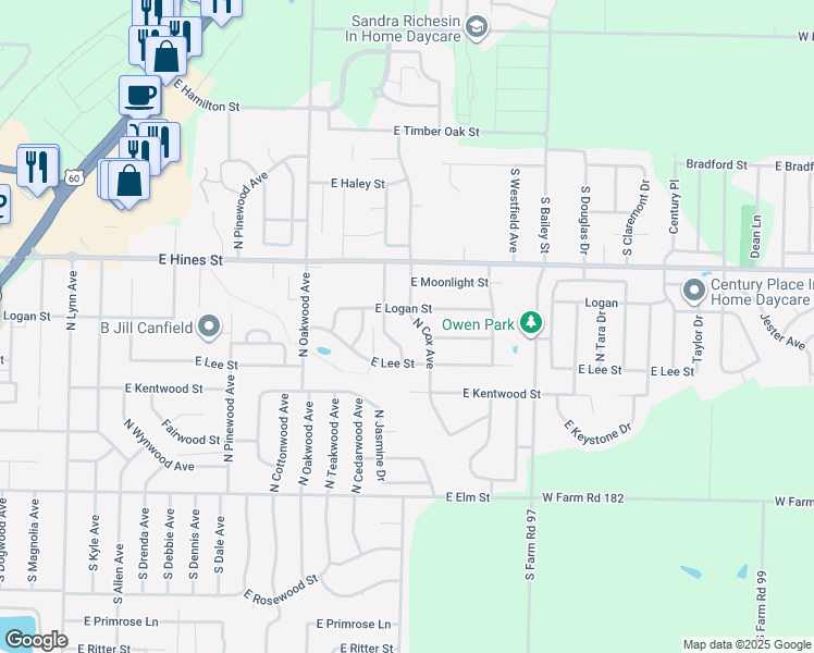 map of restaurants, bars, coffee shops, grocery stores, and more near 507 North Cox Avenue in Republic