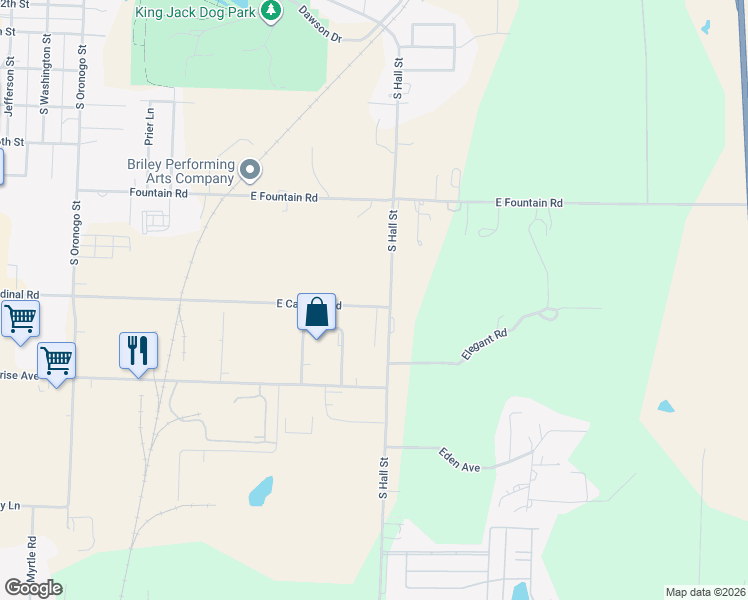 map of restaurants, bars, coffee shops, grocery stores, and more near 629 Cardinal Drive in Webb City
