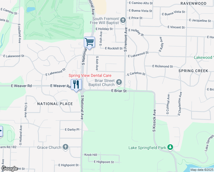 map of restaurants, bars, coffee shops, grocery stores, and more near 4944 South Jackson Circle in Springfield