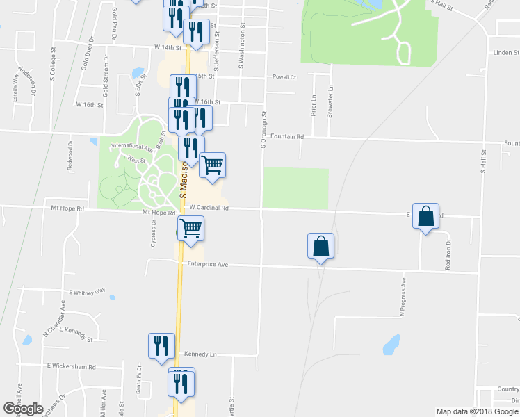map of restaurants, bars, coffee shops, grocery stores, and more near 733 West Cardinal Road in Webb City