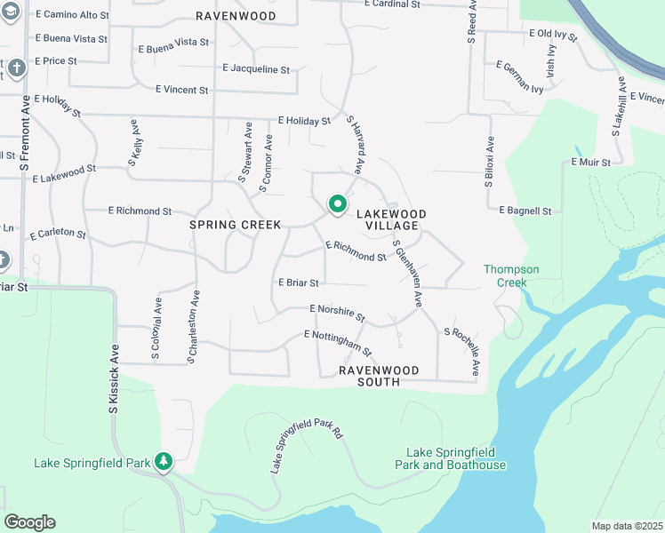 map of restaurants, bars, coffee shops, grocery stores, and more near 2059 East Briar Street in Springfield