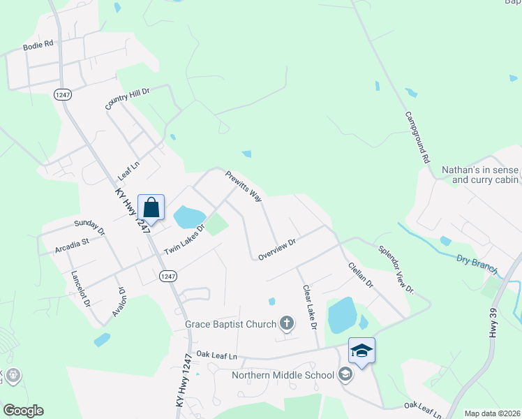 map of restaurants, bars, coffee shops, grocery stores, and more near 256-392 Prewitts Way in Somerset