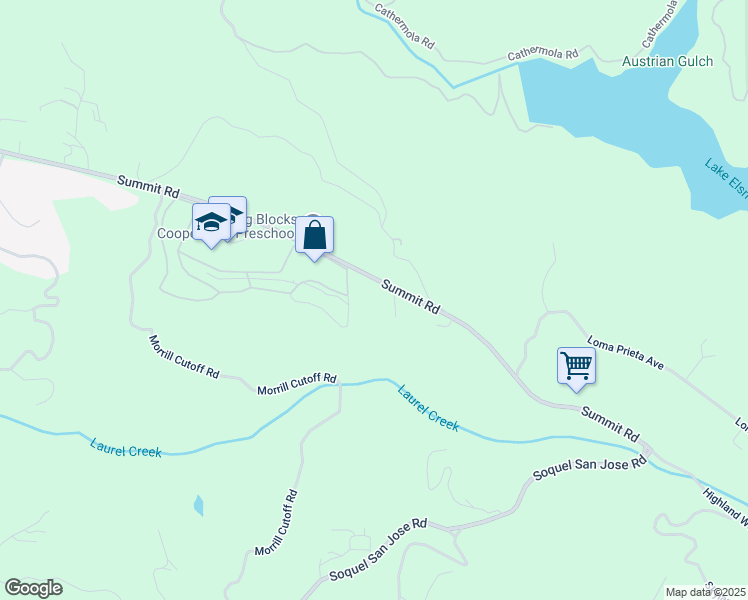 map of restaurants, bars, coffee shops, grocery stores, and more near 23914 Summit Road in Los Gatos