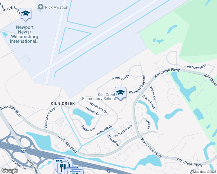 map of restaurants, bars, coffee shops, grocery stores, and more near 811 Irongate Court in Newport News