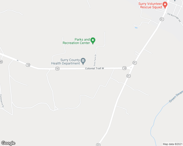 map of restaurants, bars, coffee shops, grocery stores, and more near 393 Colonial Trail West in Dendron