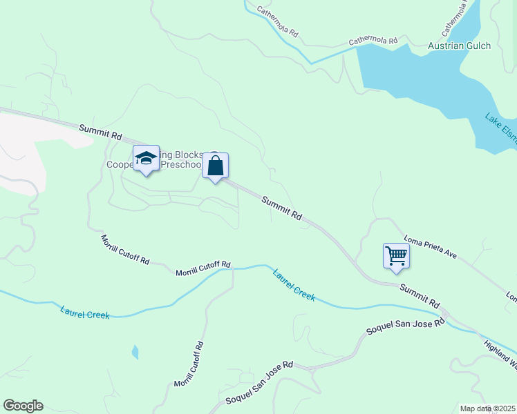 map of restaurants, bars, coffee shops, grocery stores, and more near 23914 Summit Road in Los Gatos