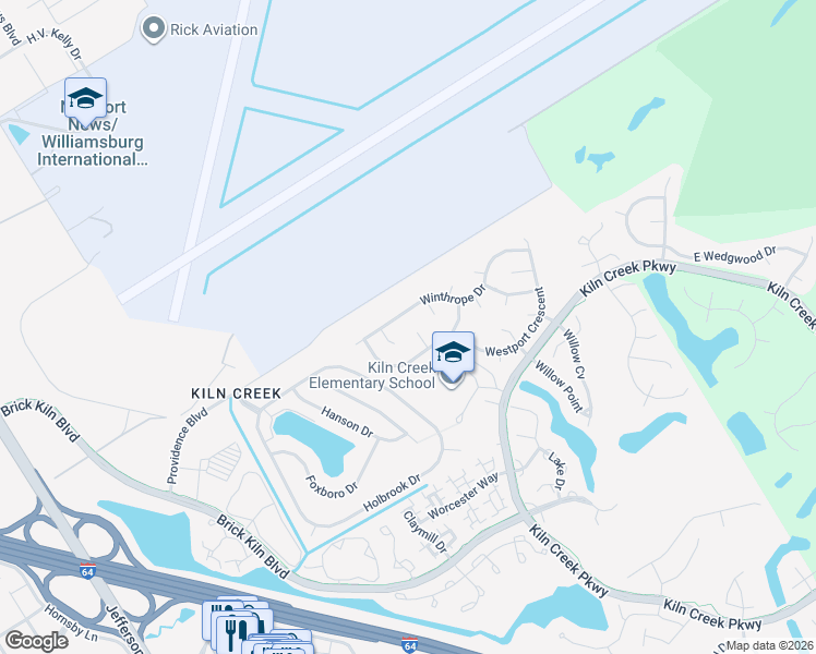 map of restaurants, bars, coffee shops, grocery stores, and more near 801 Irongate Court in Newport News