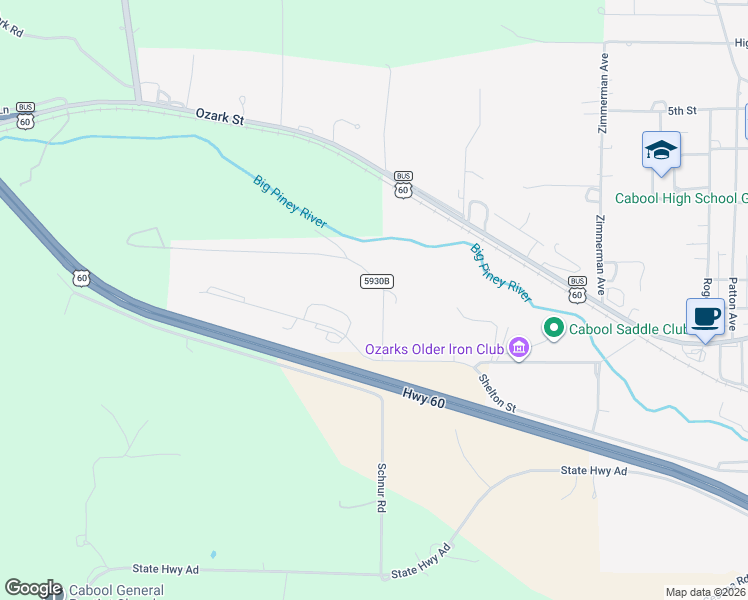 map of restaurants, bars, coffee shops, grocery stores, and more near in Cabool
