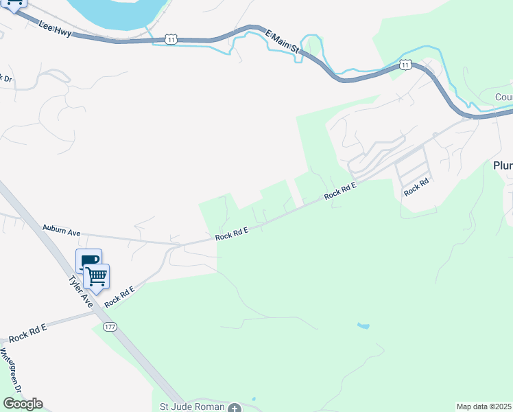 map of restaurants, bars, coffee shops, grocery stores, and more near 1084 Rock Road East in Christiansburg