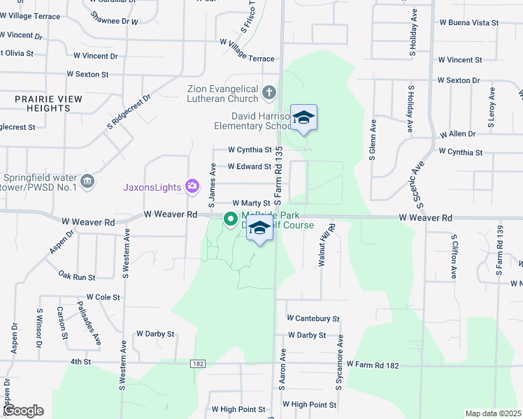map of restaurants, bars, coffee shops, grocery stores, and more near 3100-3180 W Farm Road 178 in Springfield