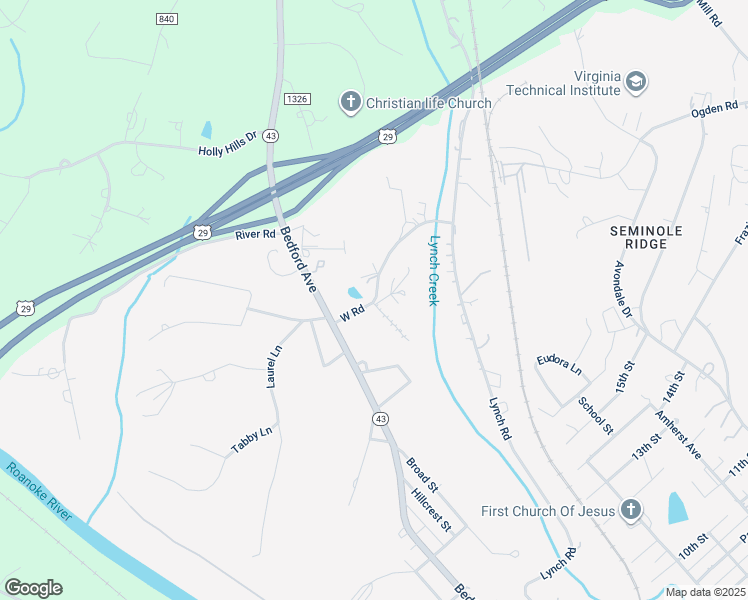 map of restaurants, bars, coffee shops, grocery stores, and more near 103 Forest Street Extension in Altavista