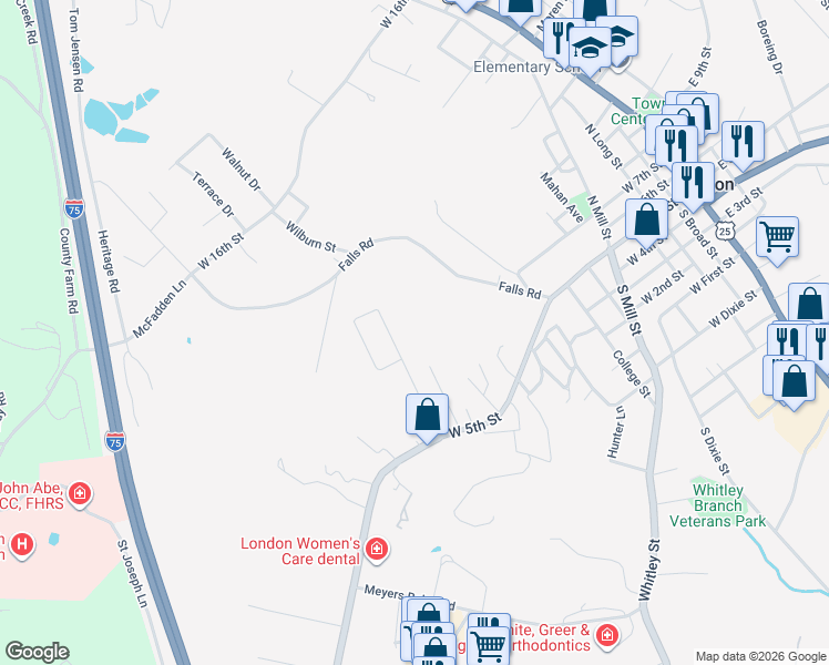 map of restaurants, bars, coffee shops, grocery stores, and more near 602 Greenway Drive in London