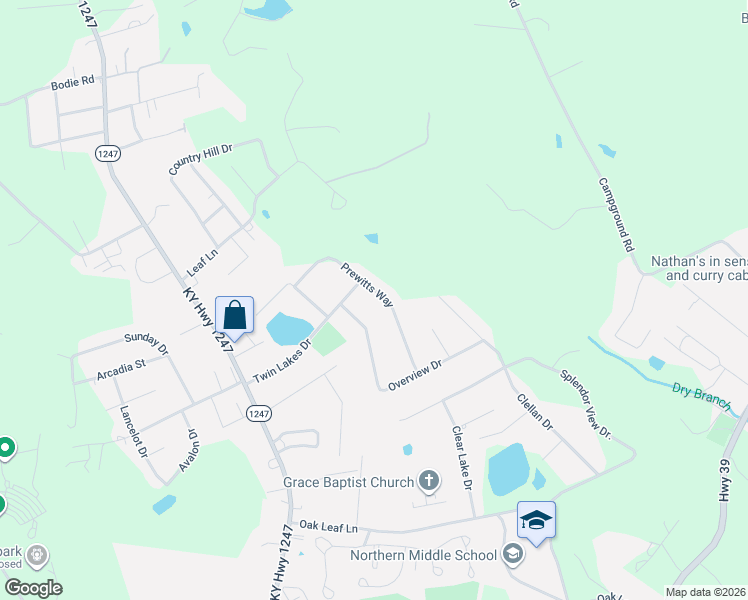 map of restaurants, bars, coffee shops, grocery stores, and more near 256 Prewitts Way in Somerset
